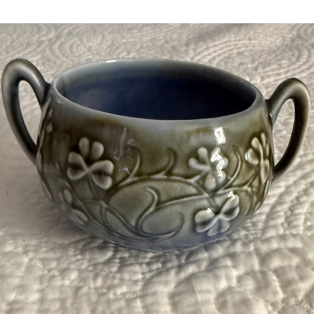 Wade Donegal Sugar Bowl Irish Porcelain Blue Green James Borsey 60s no lid